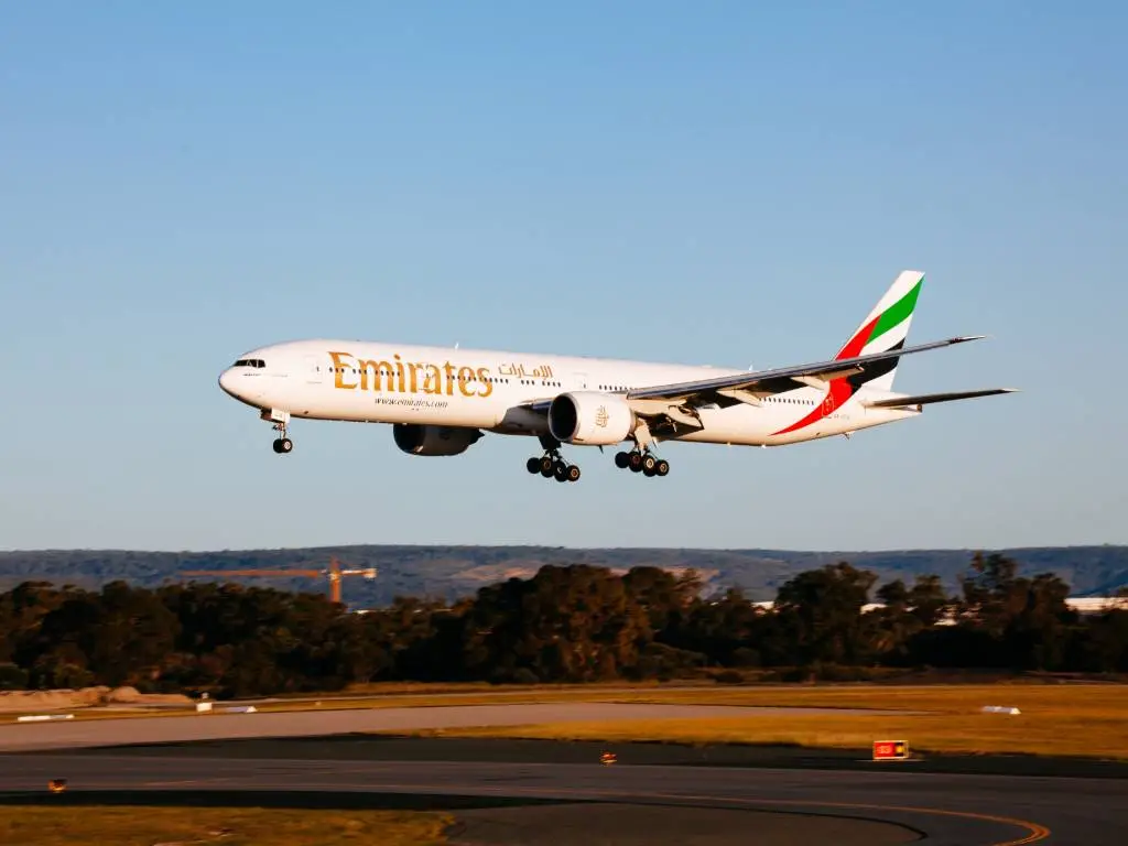 Emirates plane landing.